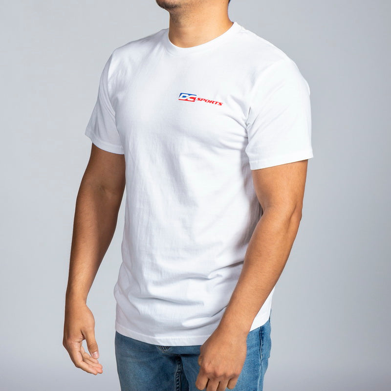 White DC Colored Logo T-Shirt.